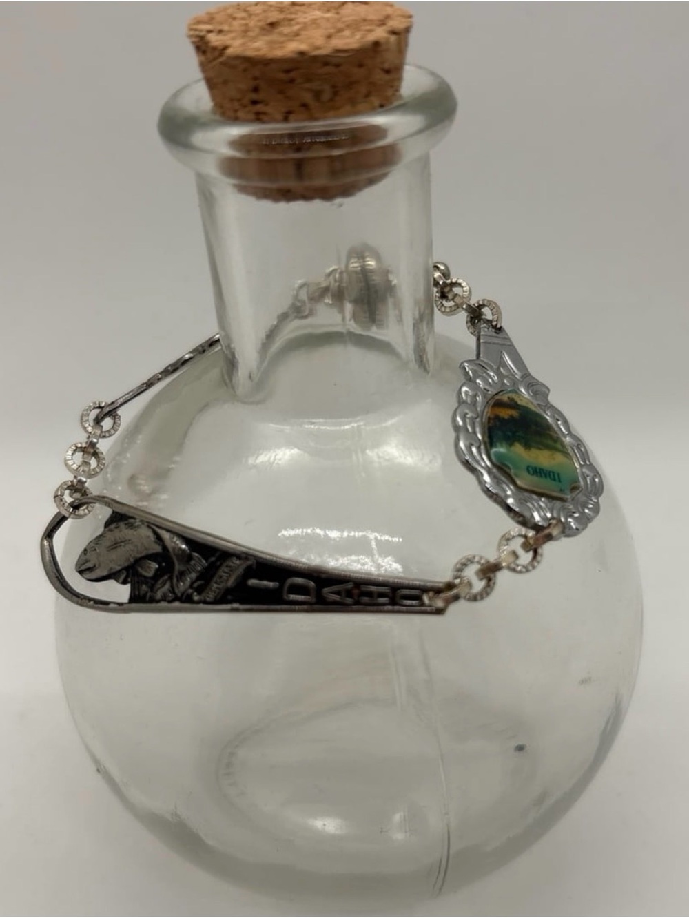 Unique ooak Vintage Souvenir State Spoon Charm Bracelet Enamel IDAHO easy on/off